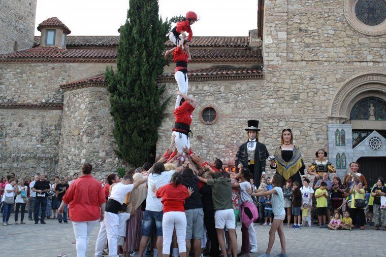 Els castellers de Rubí durant les festes de Sant Roc de l'any passat