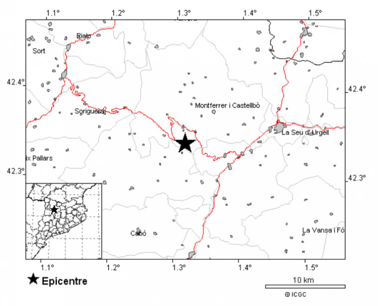 Imatge de la localització de l'epicentre