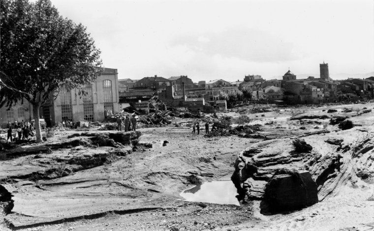L'Escardívol després de la rierada del 62. FOTO: Arxiu municipal de Rubí