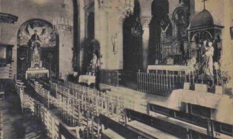 Interior església Sant Pere, fa cent anys