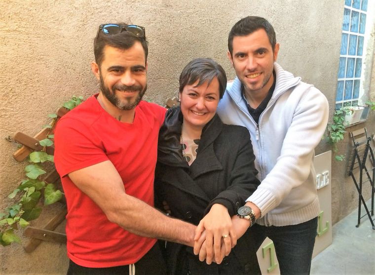 D'esquerra a dreta: Juan José Cordo, àlies Juanito, Elisabeth Núñez i Dario Sintoni