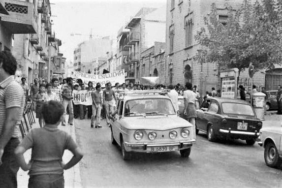 La gran manifestació en solidaritat amb els treballadors de la Francino, 1977