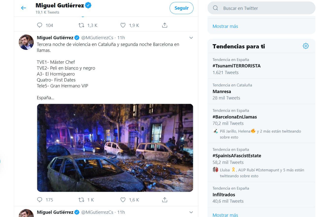 Twitter oficial del secretari general de Ciutadans