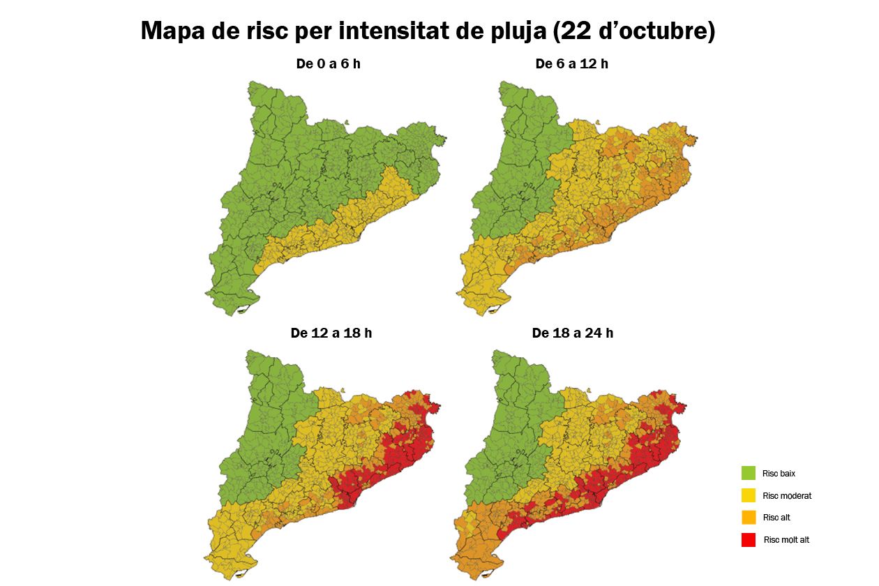 Mapes de pluja previstos per avui, 22 d'octubre 2019