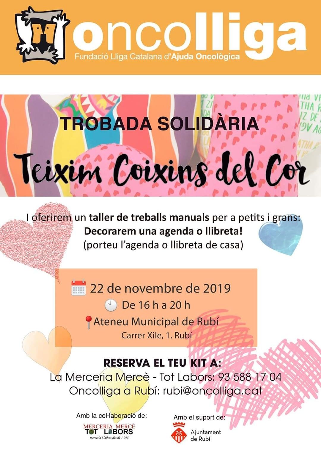 La trobada solidària tindrà lloc el 22 de novembre a l'Ateneu de Rubí, de 16 a 20 h.