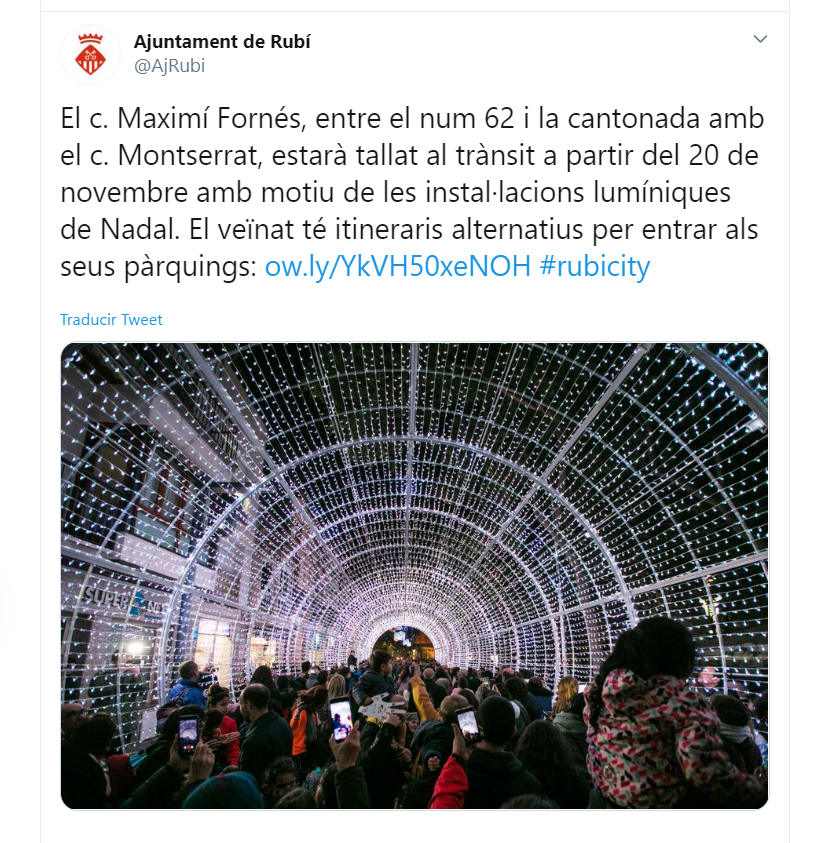 Twitter de l'Ajuntament de Rubí