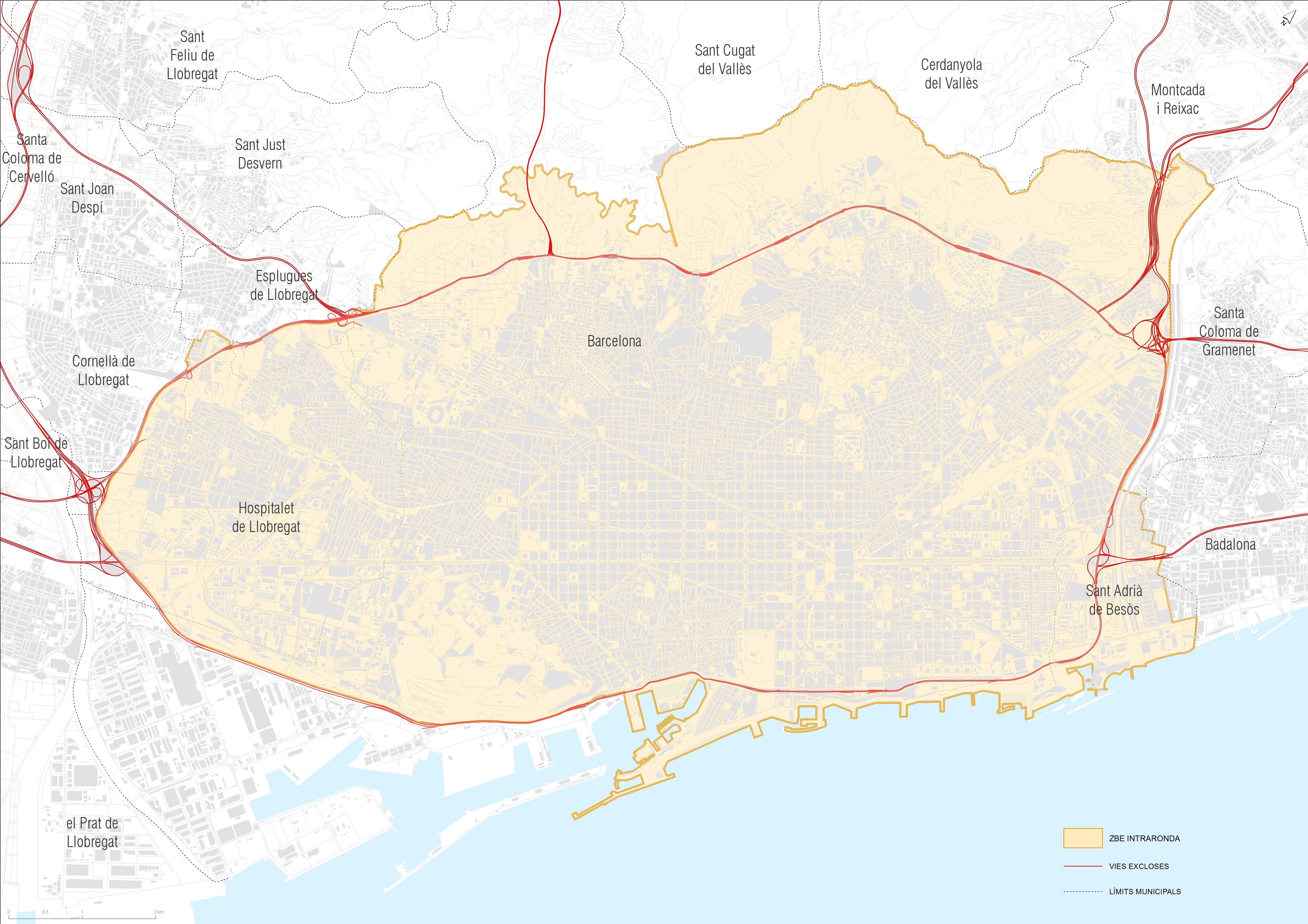 Mapa Zona Baixes Emissions Barcelona