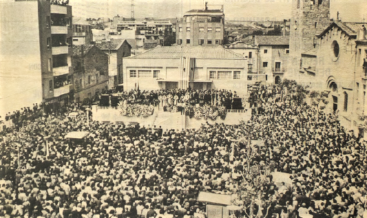 Enterrament de la penya Ramon Llorens. FOTO: Autor desconegut, imatge extreta del setmanari Rubricata
