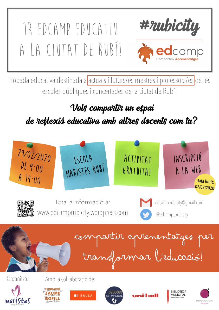 Cartell Edcamp 2020 que tindrà lloc a l'escola Maristes de Rubí Cartell Edcamp 2020 que tindrà lloc a l'escola Maristes de Rubí