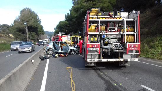 Accident de trànsit a la C-17 a l'altura de l'Ametlla del Vallès, amb un ferit crític, del 28 de gener del 2020. FOTO: ACN