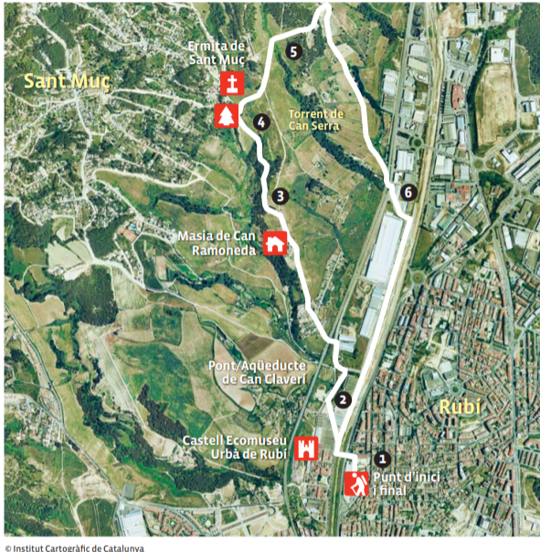 Mapa amb els punts de l'itinerari marcats Mapa amb els punts de l'itinerari marcats