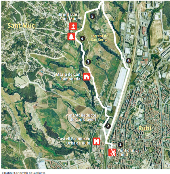 Mapa amb els punts de l'itinerari marcats