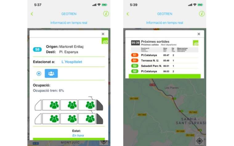 Pantalla de l'aplicació Geotren. FOTO: FGC