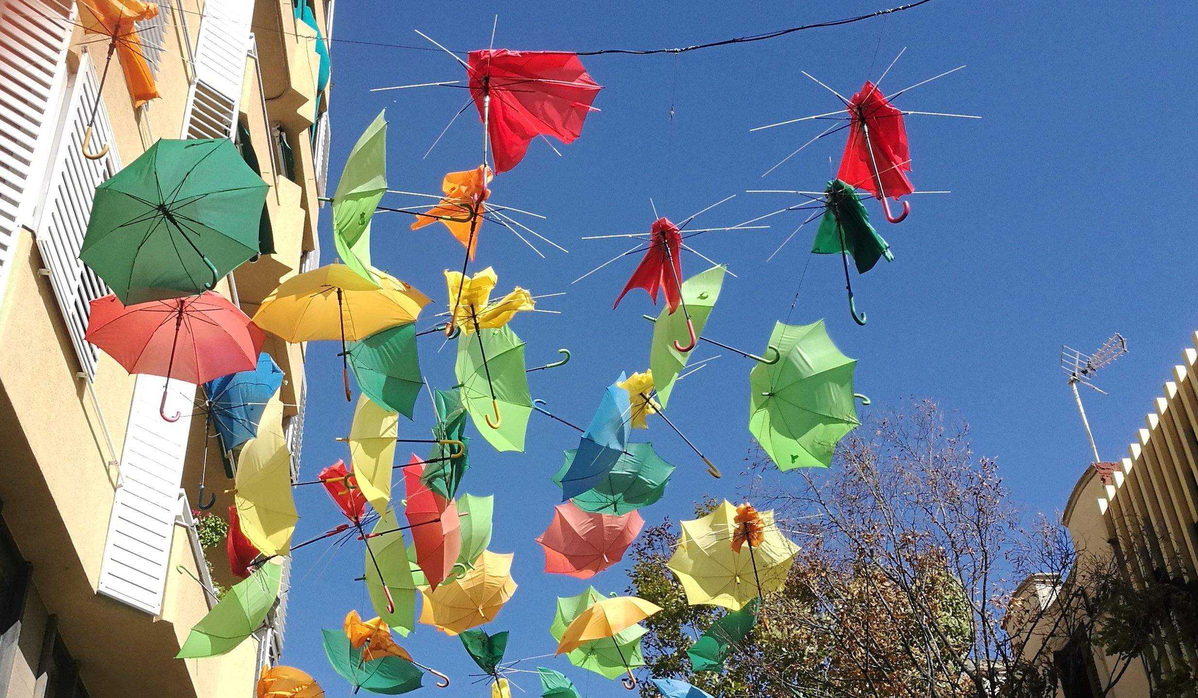 Alguns dels paraigües malmesos aquest divendres al migdia. FOTO: Redacció