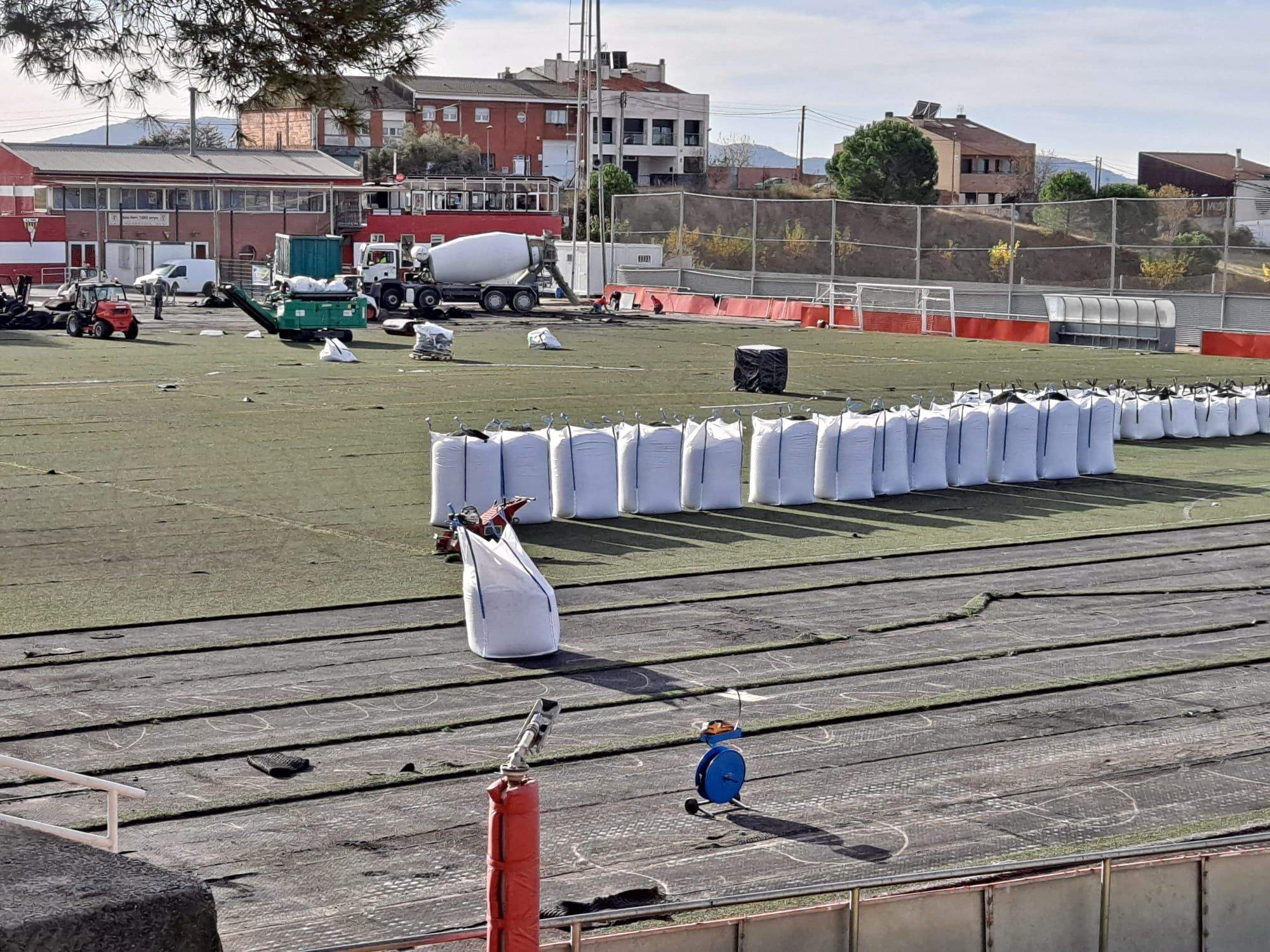 Les obres al Municipal de Can Rosés. FOTO: UE Rubí
