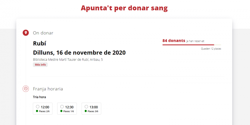 nova donacio de sang - horaris disponibles nova donacio de sang - horaris disponibles