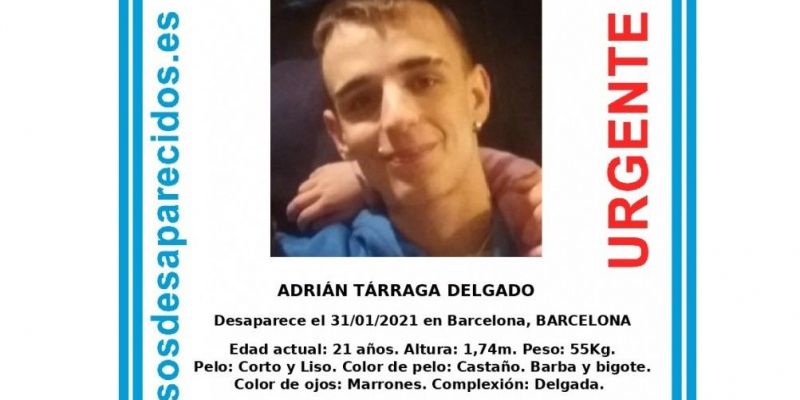 L'Adrián Tarraga va desaparèixer el 31 de gener a Barcelona L'Adrián Tarraga va desaparèixer el 31 de gener a Barcelona