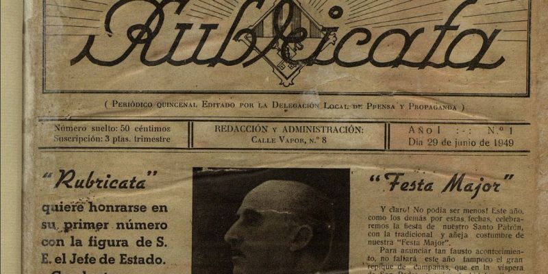 Exemplar número 1 del Rubricata, dedicat al dictador Francisco Franco. FONT: Diba Exemplar número 1 del Rubricata, dedicat al dictador Francisco Franco. FONT: Diba