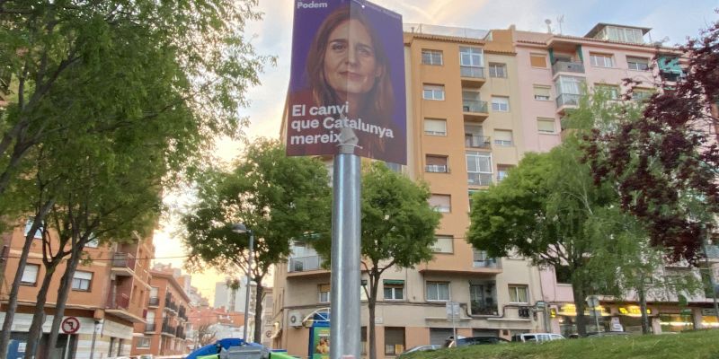 Cartell d’ECP a la plaça Aragó, a Ca n’Oriol. FOTO: R. Cabús