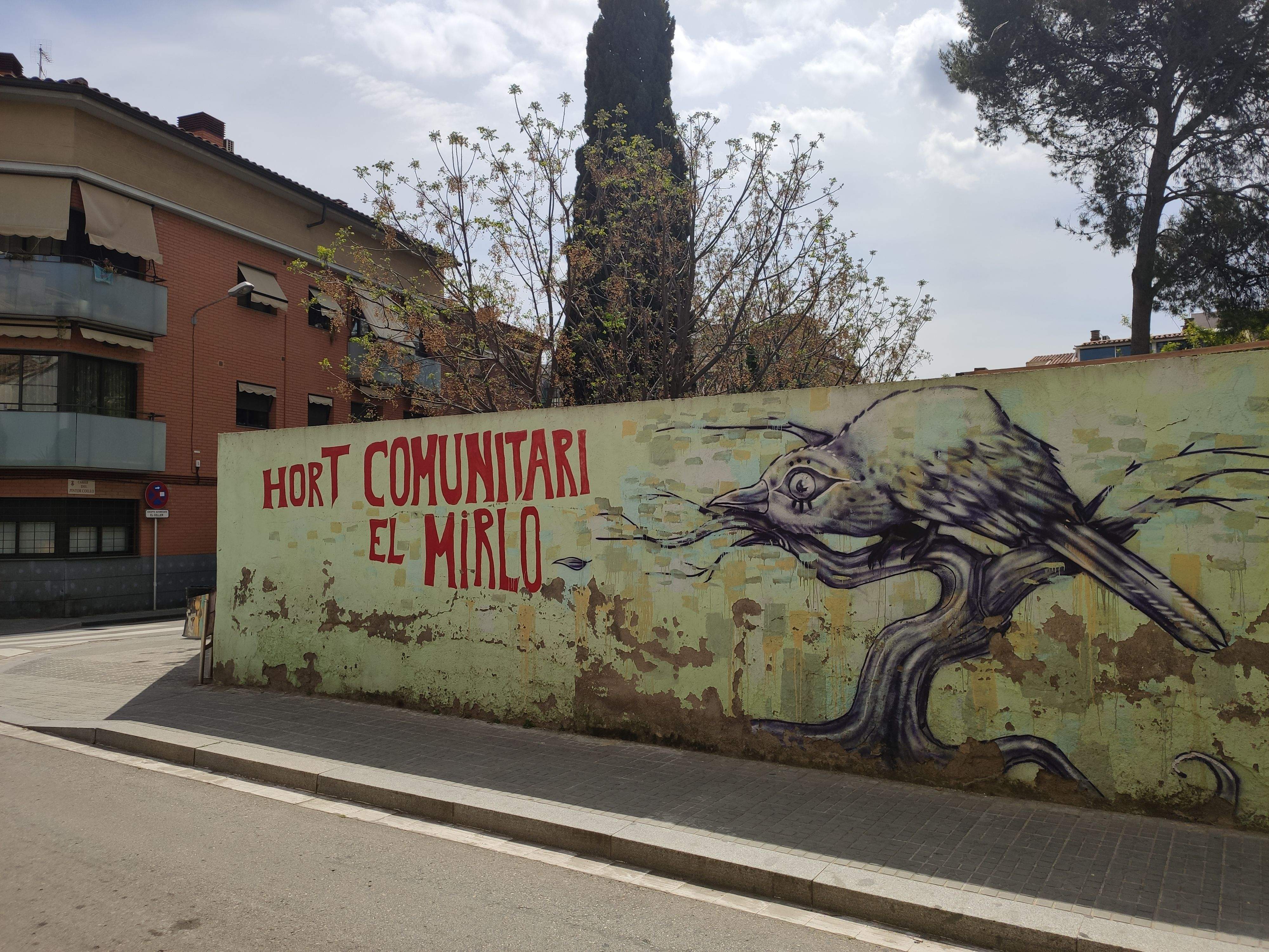 Façana de l'hort comunitari El Mirlo. FOTO: NHS Façana de l'hort comunitari El Mirlo. FOTO: NHS