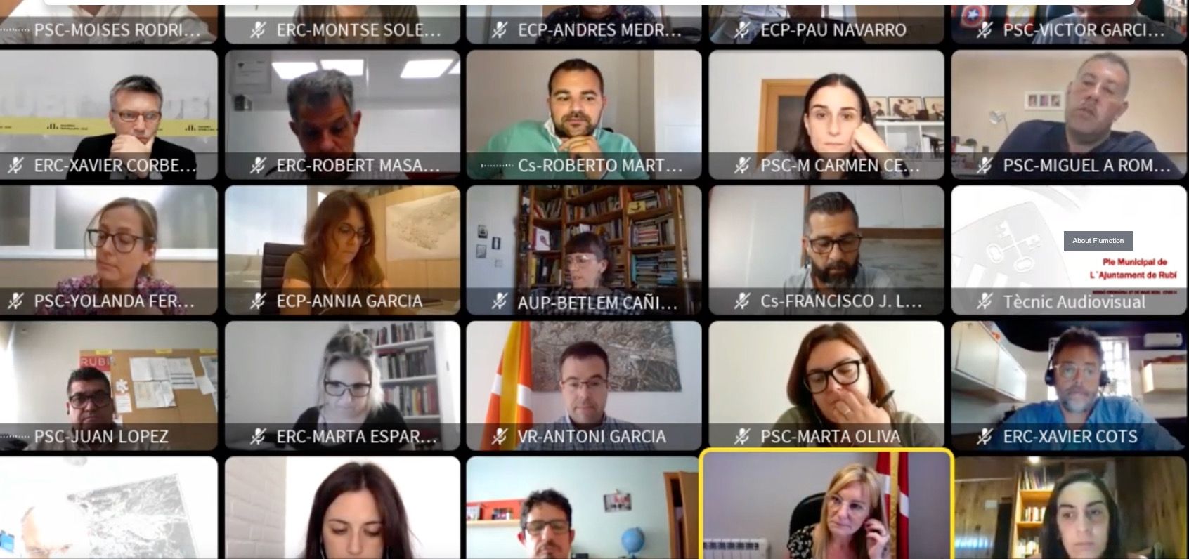 El Ple municipal del mes de maig de Rubí s'ha celebrat de forma telemàtica. 