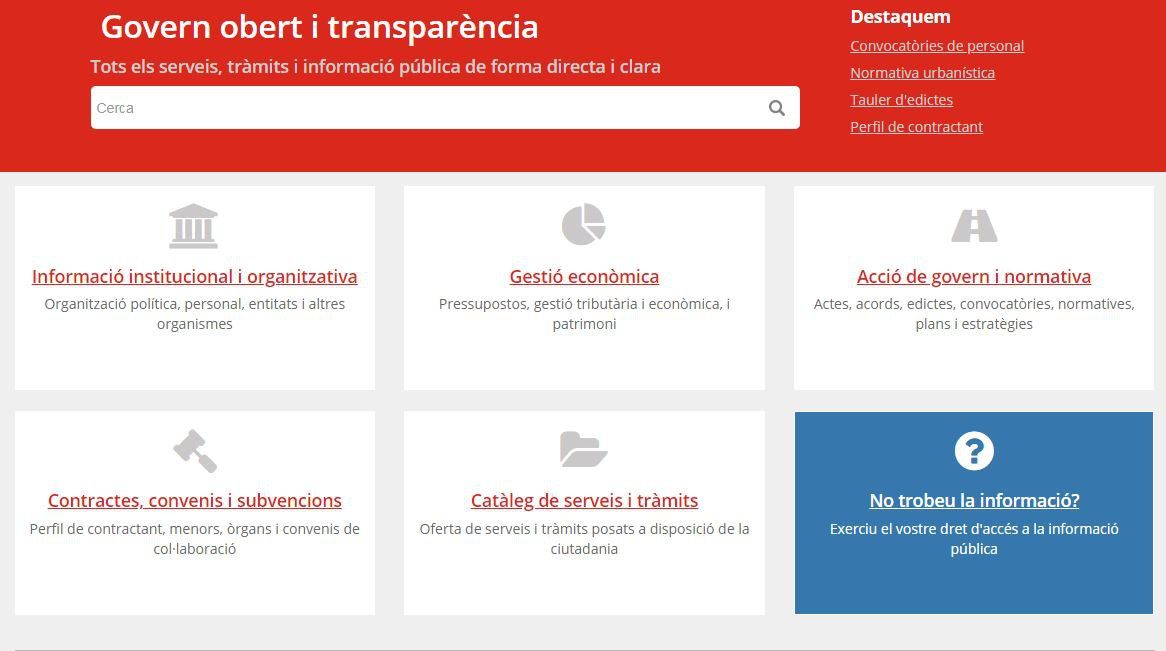 L'Ajuntament actualitza el portal de transparència. FOTO: Captura de pantalla L'Ajuntament actualitza el portal de transparència. FOTO: Captura de pantalla