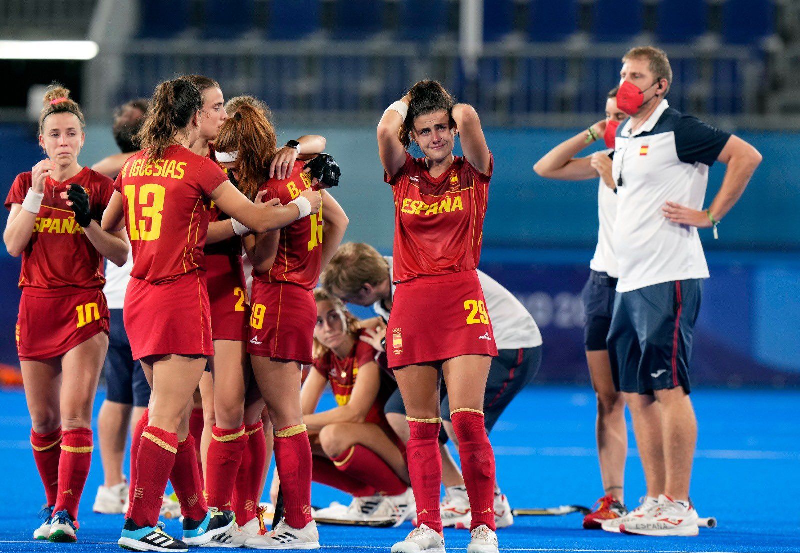 La selecció espanyola femenina d'hoquei herba diu adéu als Jocs Olímpics de Tòquio. FOTO: Twitter COE