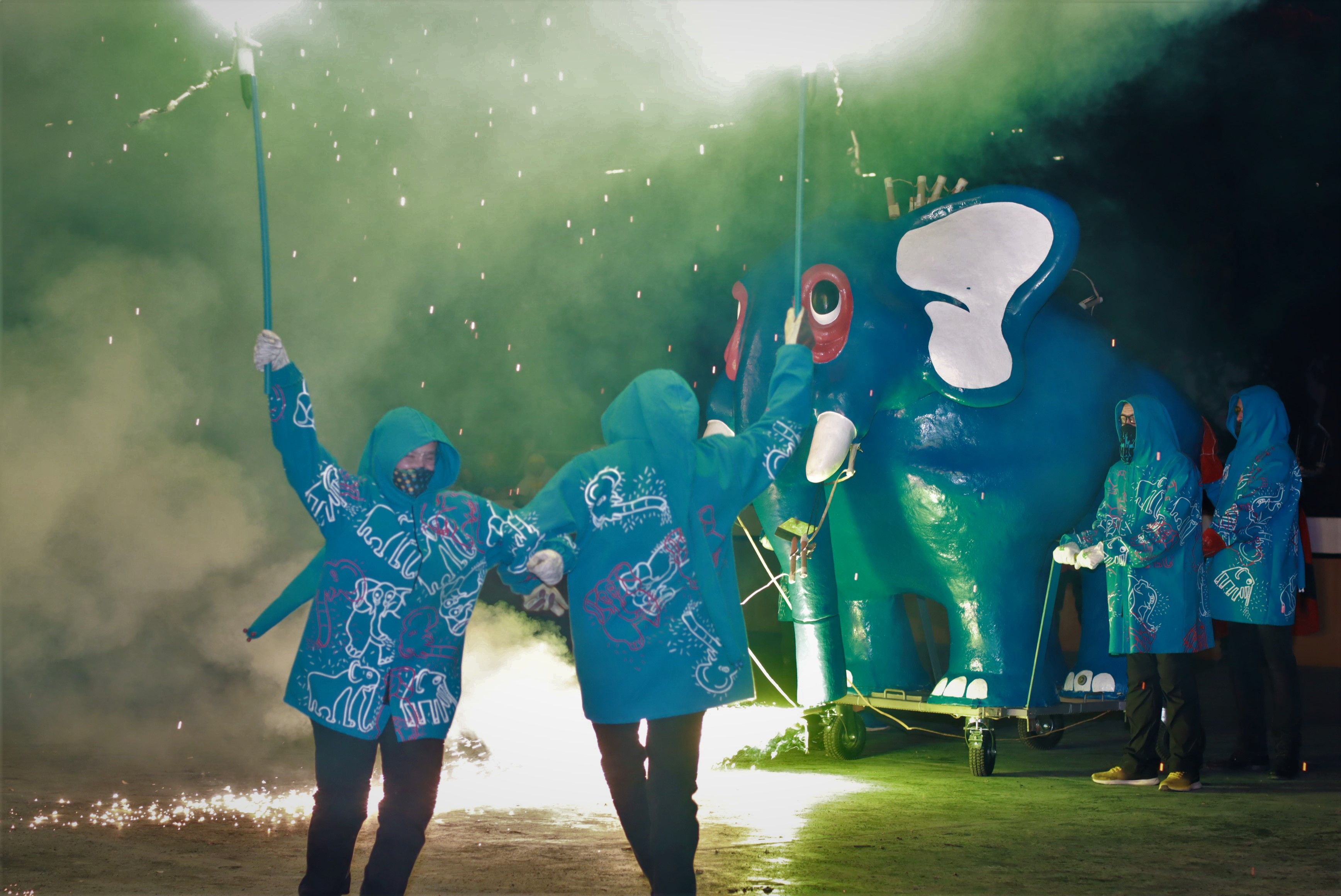 El Bòjum participa com a Bèstia de Foc al raval gran de foc de la Festa Major Petita de Sant Roc. FOTO: Josep Llamas