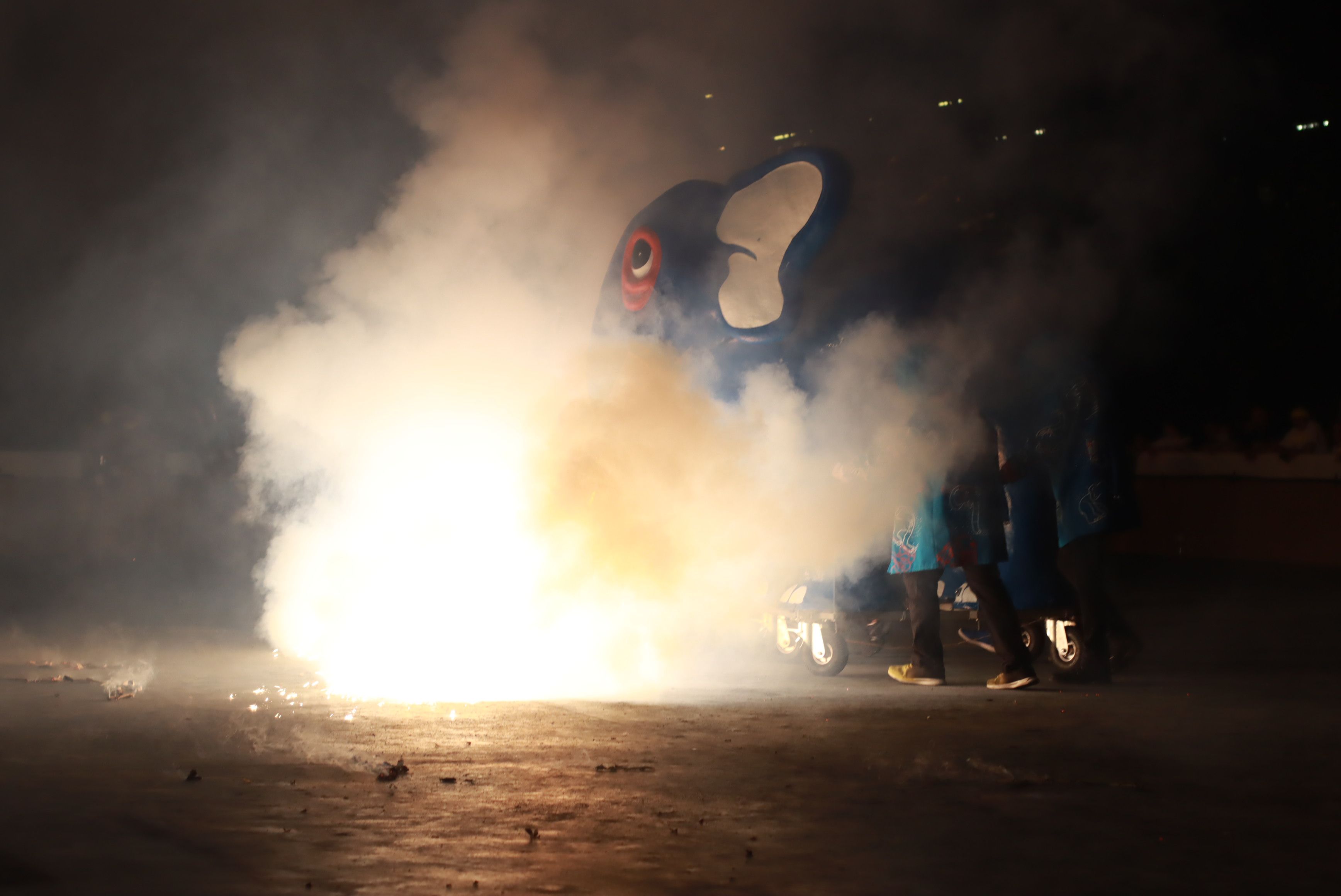 El Bòjum participa com a Bèstia de Foc al raval gran de foc de la Festa Major Petita de Sant Roc. FOTO: Josep Llamas