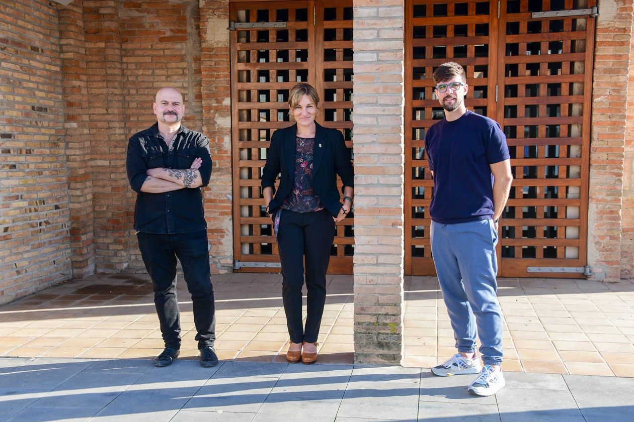 Carles Mercader, Ana María Martínez  i Moisés Rodríguez al Celler, un dels principals espais de La Nuu 2021. FOTO: Ajuntament de Rubí/Localpres