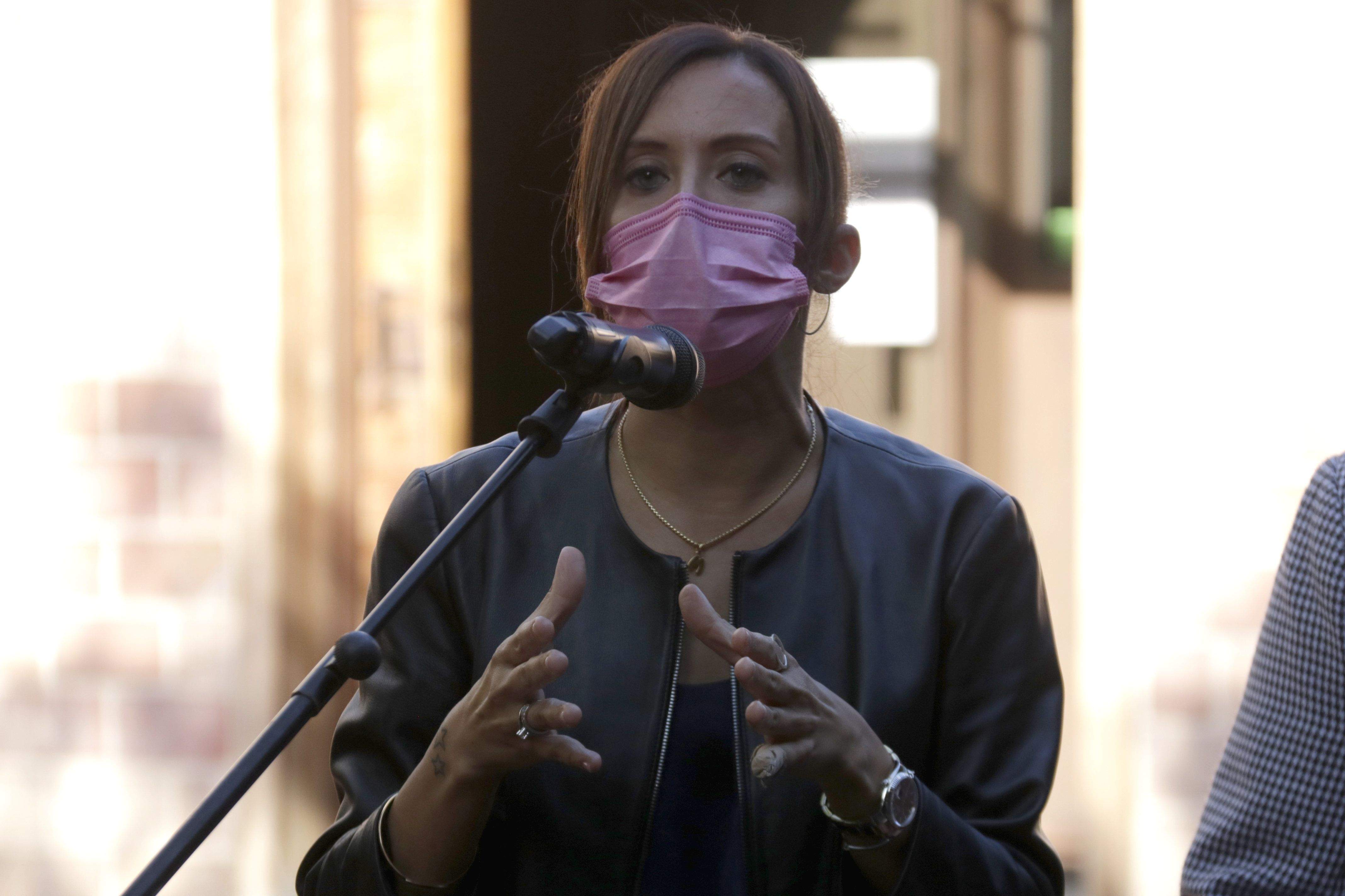 L'alcaldessa de Sabadell, Marta Farrés, en una roda de premsa aquest mes d'octubre. FOTO: Jordi Pujolar (ACN)