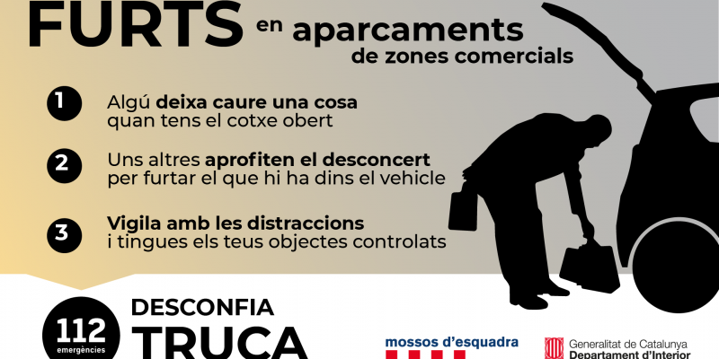 Consells dels Mossos d'Esquadra per evitar furts. FONT: Mossos