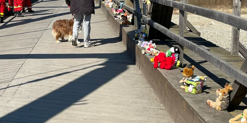 El pont amb peluixos que uneix les fronteres de Romania i Ucraïna. FOTO: Cedida