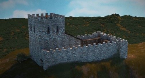 Reproducció del castell al segle XII. Imatge del vídeo publicat pel Centre d'Estudis Rubinencs