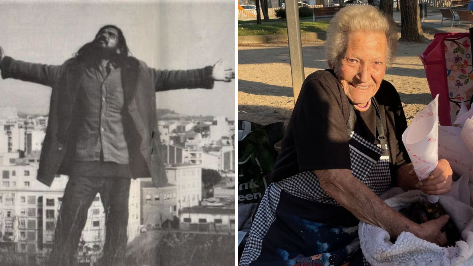 Josep Sánchez, "l'home dels cigrons" i la Sra. María, la castanyera, són dos personatges emblemàtics de Rubí. FOTOS: Sant Jaume Street/NHS