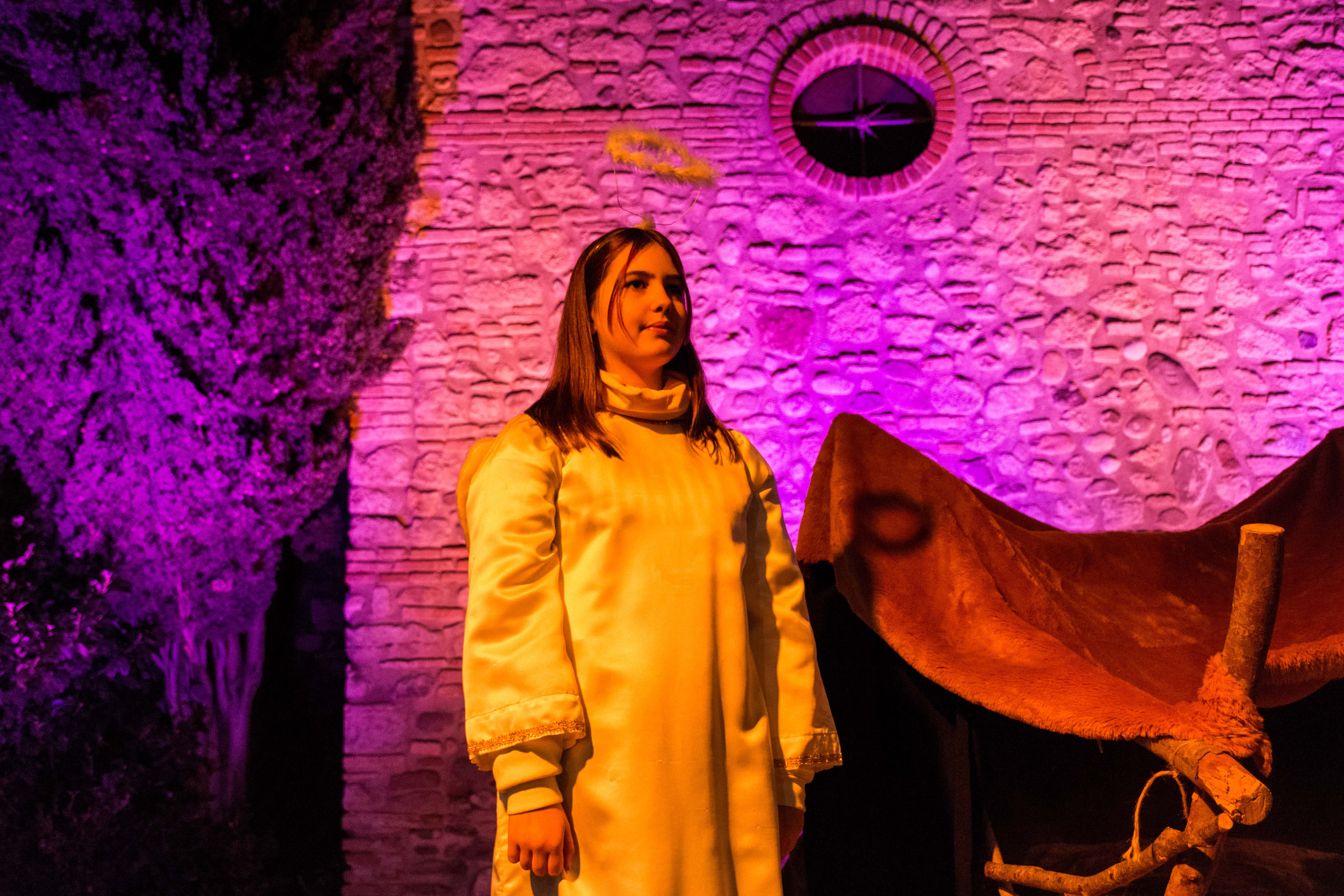 Pessebre vivent de l'escola Regina Carmeli al final de la cavalcada de Reis de 2023. FOTO: Carmelo Jiménez