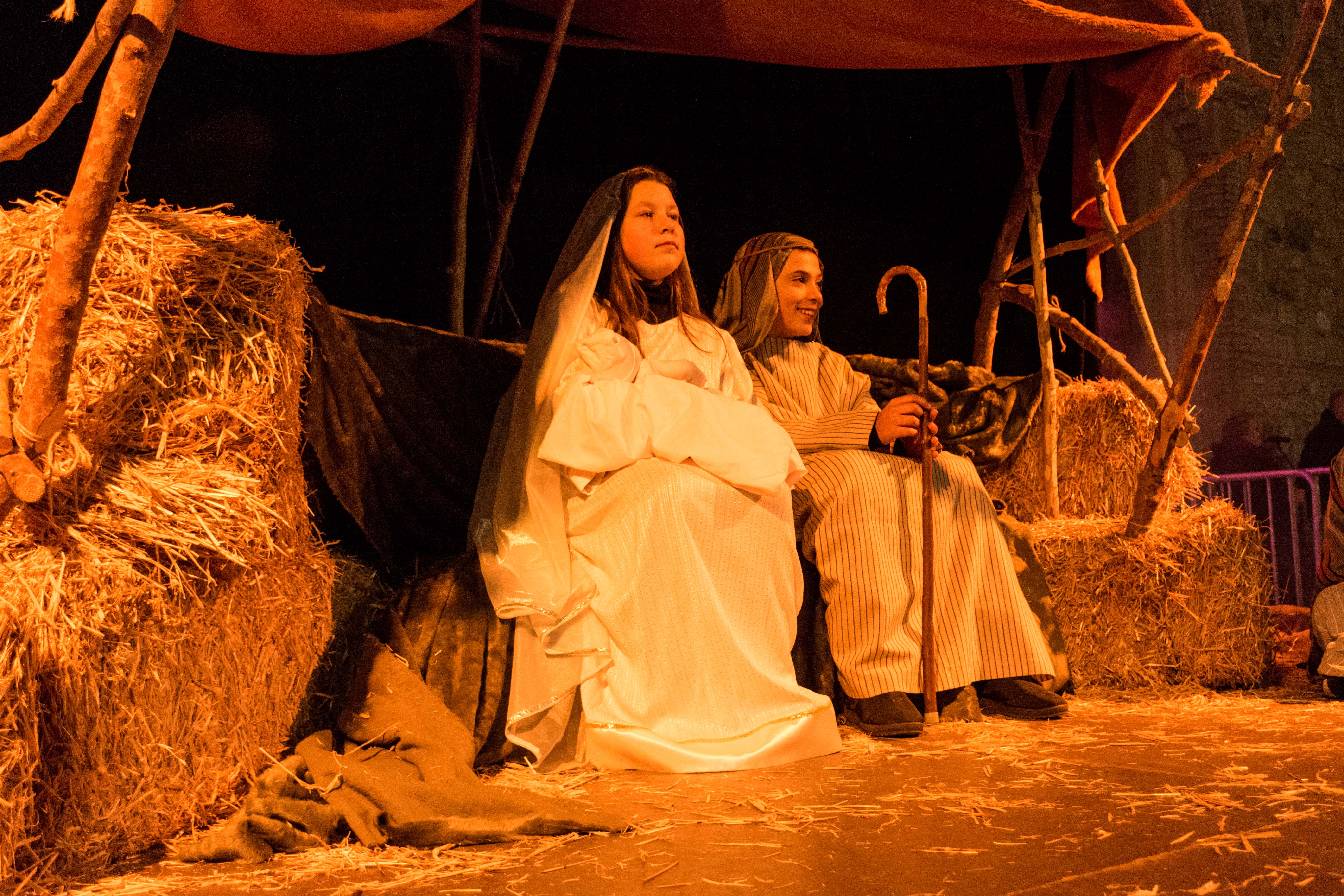 Pessebre vivent de l'escola Regina Carmeli al final de la cavalcada de Reis de 2023. FOTO: Carmelo Jiménez