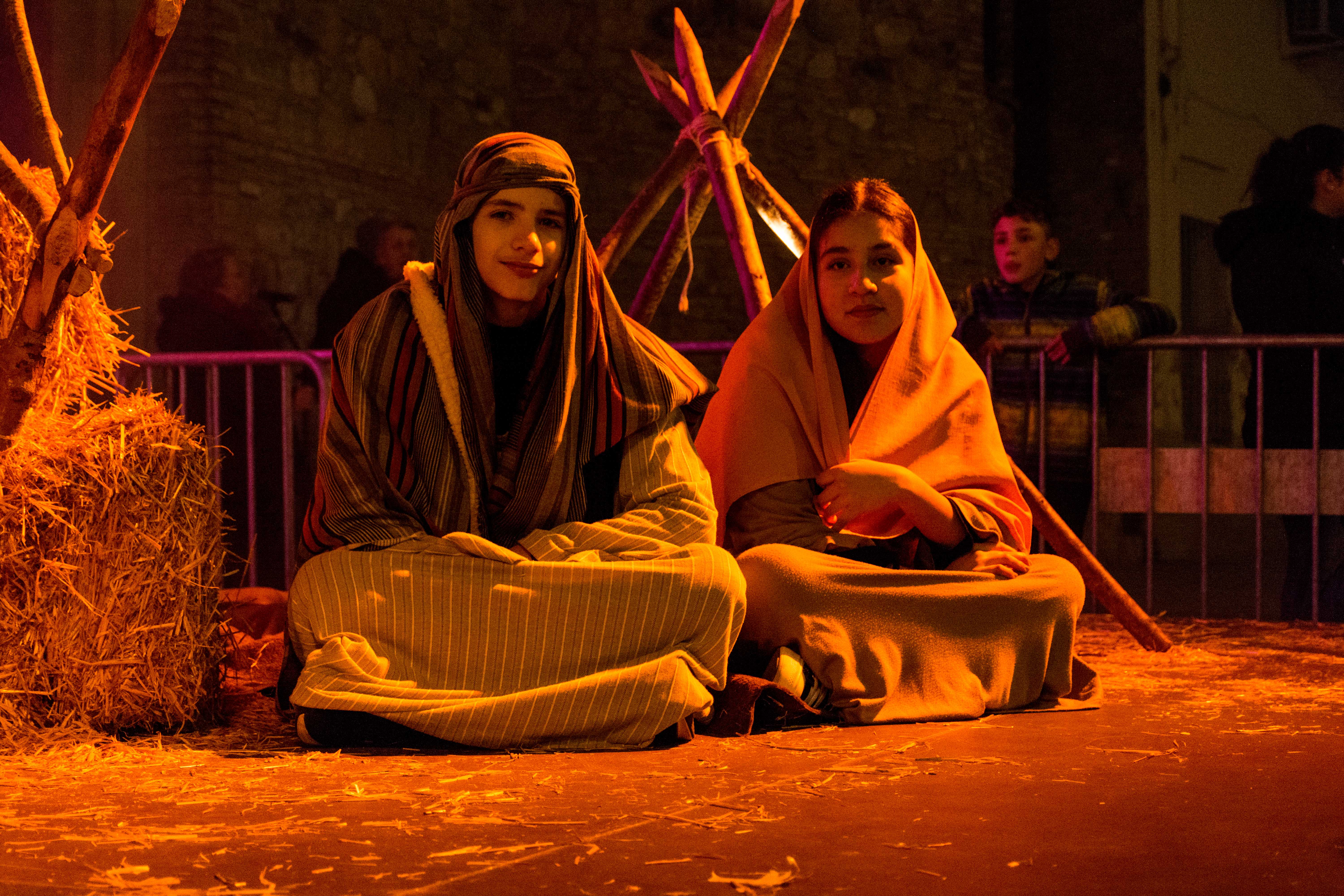 Pessebre vivent de l'escola Regina Carmeli al final de la cavalcada de Reis de 2023. FOTO: Carmelo Jiménez