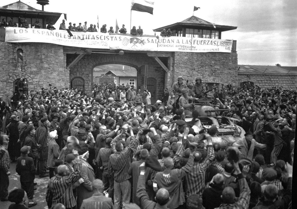 Alliberament de víctimes de l'Holocaust, a Mauthausen-Gusen, el 1945. FOTO: Cedida