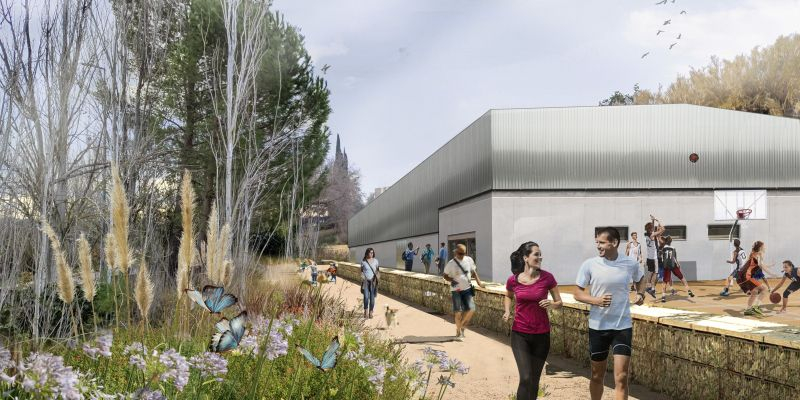 Imatge virtual de com quedarà el nou edifici del GAER a l'antiga petanca de Cova Solera. FONT: Ajuntament de Rubí