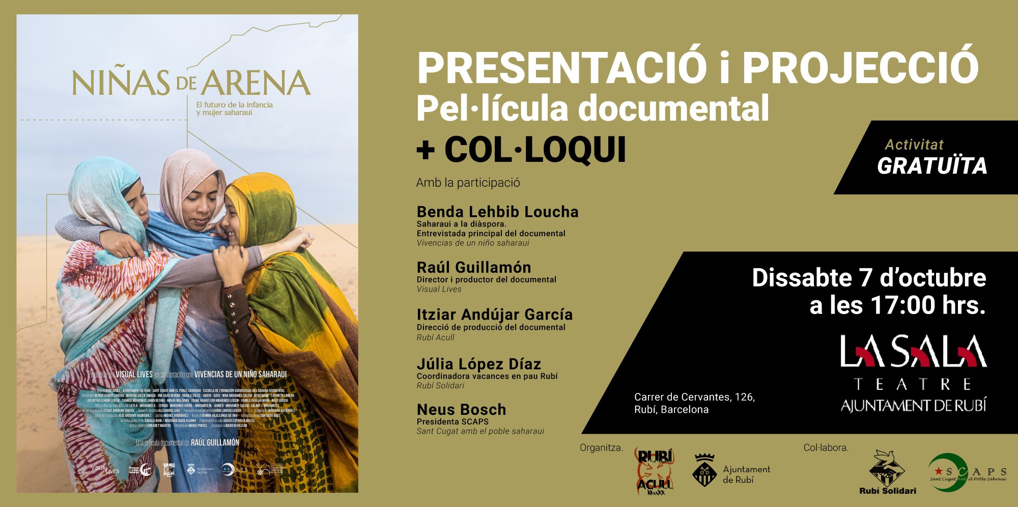 El visionament i el col·loqui del film serà el dissabte 7 d'octubre a les 17h al Teatre Municipal La Sala. L'entrada és completament gratuïta. Foto: Rubí Acull | Teatre Municipal La Sala