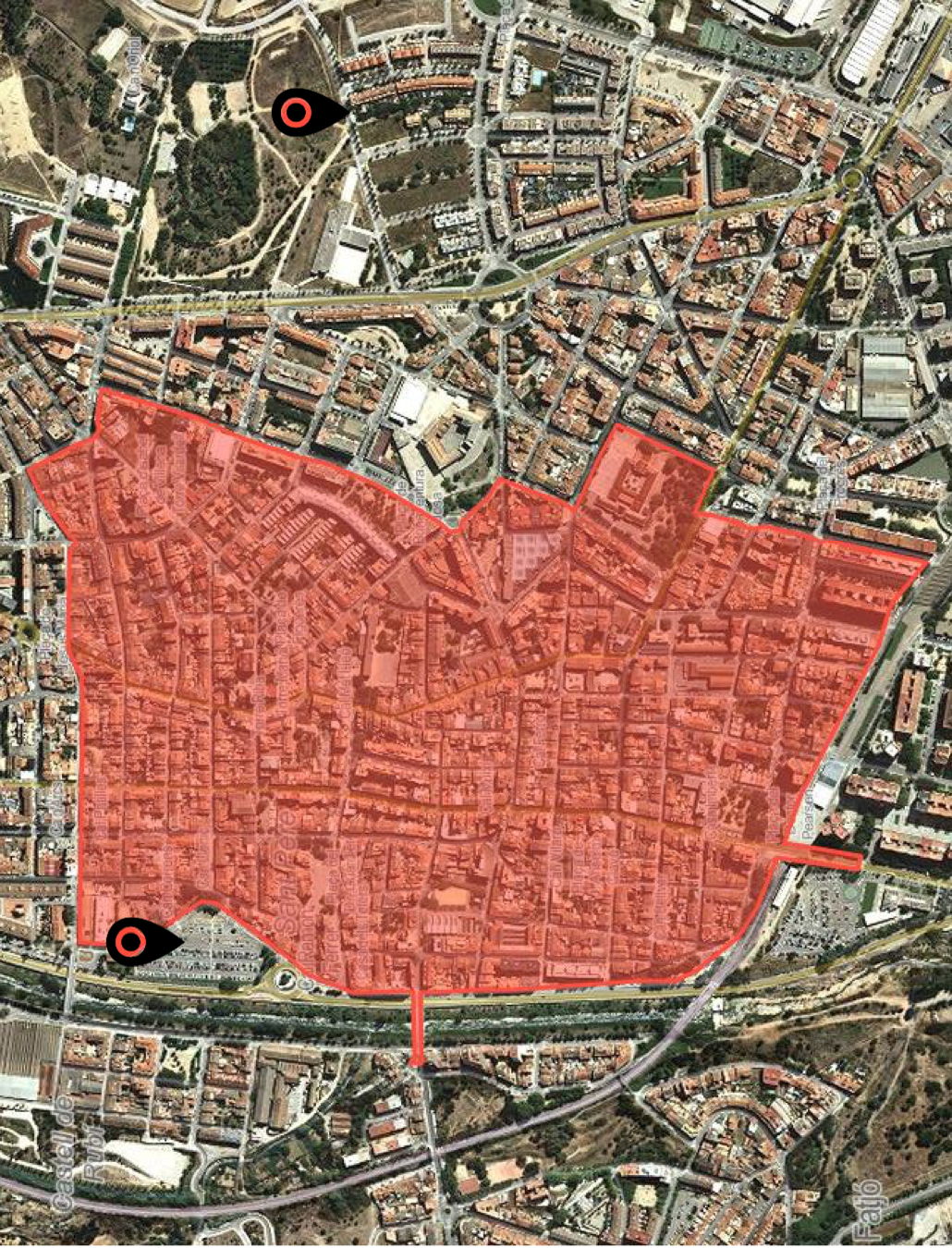 Zona de Baixes Emissions (ZBE) delimitada de Rubí. 