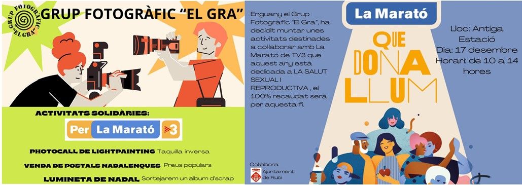 El grup fotogràfic El Gra ofereix un seguit d'activitats per col·laborar amb La Marató