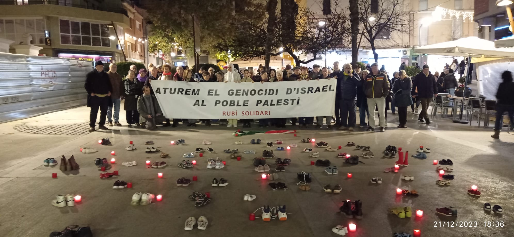 Una concentració anterior de Rubí Solidari a favor de Palestina. FOTO: Josep Maria Pijuan