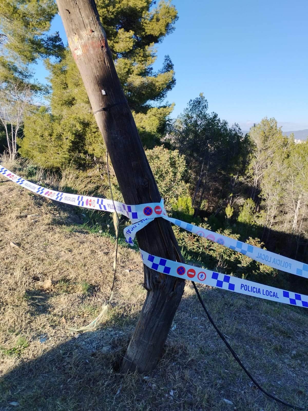 Mal estat de dos pals de telefonia. FOTO: Laura Beriain Mal estat de dos pals de telefonia. FOTO: Laura Beriain