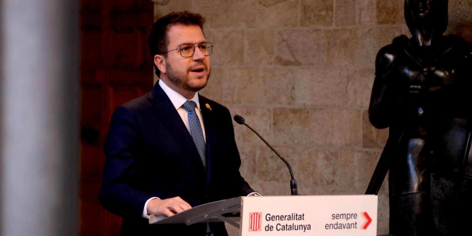 Aragonès durant la compareixença FOTO: ACN