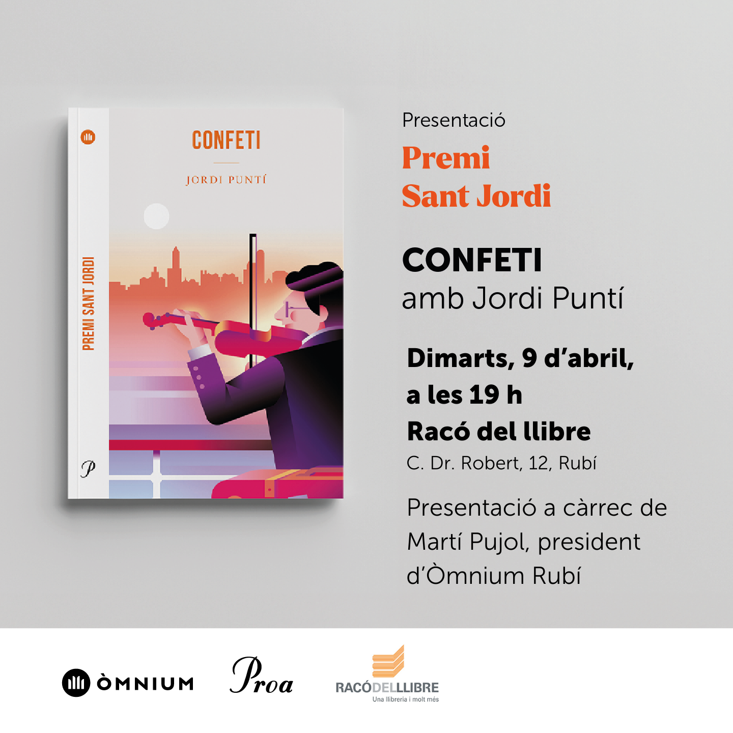 Jordi Puntí presentarà 'Confeti' al Racó del Llibre