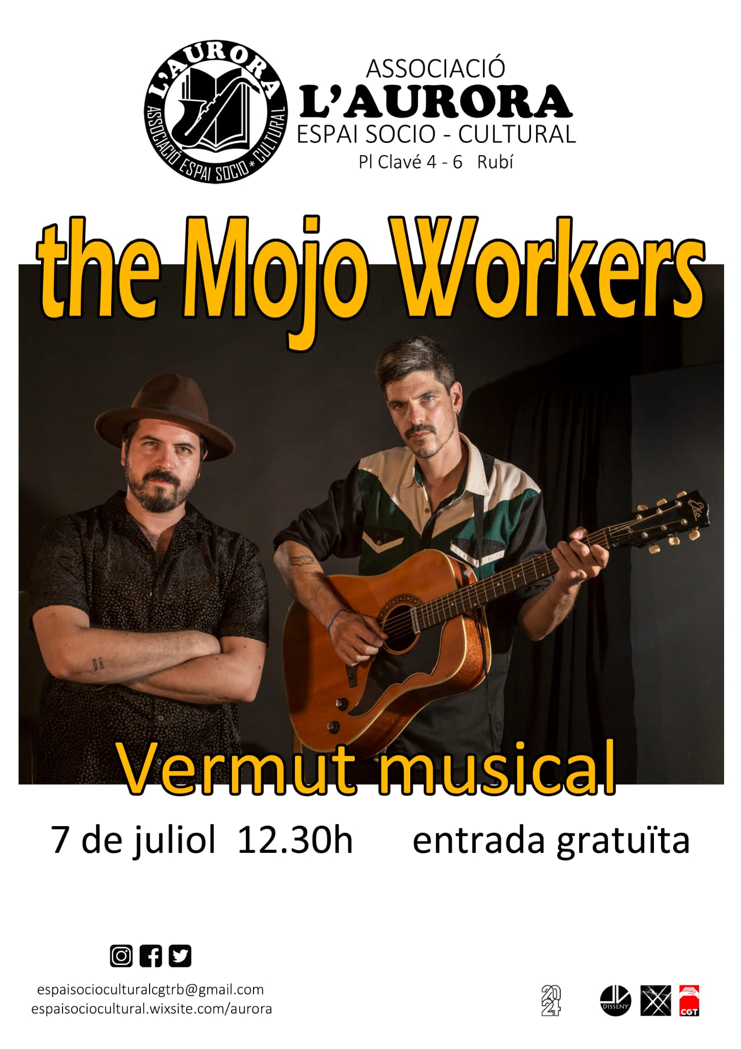 L'Associació Espai sociocultural l'Aurora presenta en concert a The Mojo Workers L'Associació Espai sociocultural l'Aurora presenta en concert a The Mojo Workers