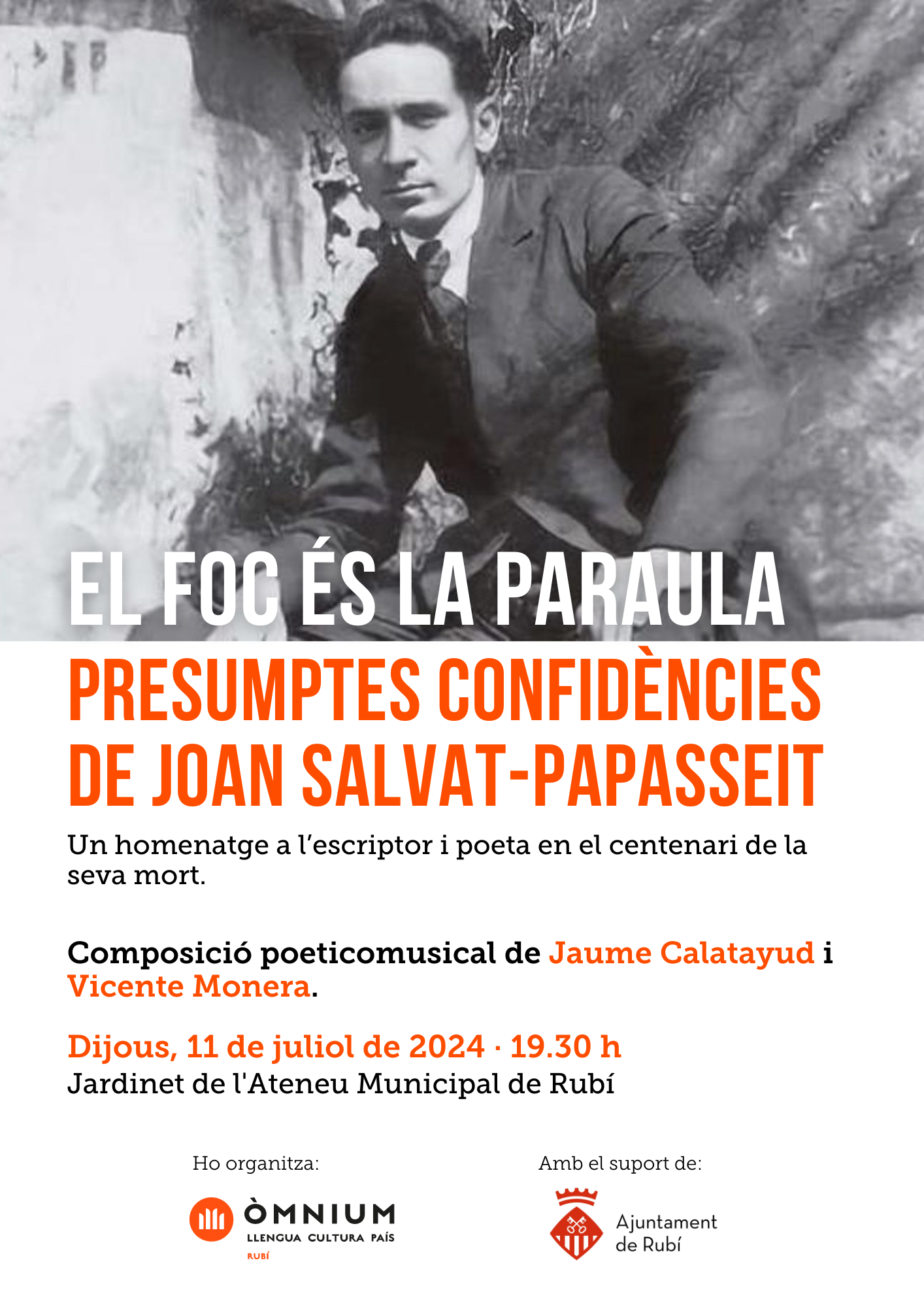 L'Ateneu de Rubí acollirà una composició poètica musical sobre Joan Salvat-Papasseit L'Ateneu de Rubí acollirà una composició poètica musical sobre Joan Salvat-Papasseit