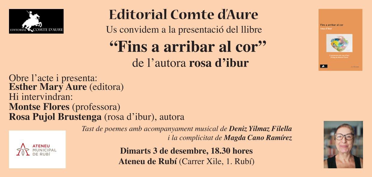 La rubinenca Rosa Pujol presentarà a l'Ateneu de Rubí el seu primer poemari La rubinenca Rosa Pujol presentarà a l'Ateneu de Rubí el seu primer poemari